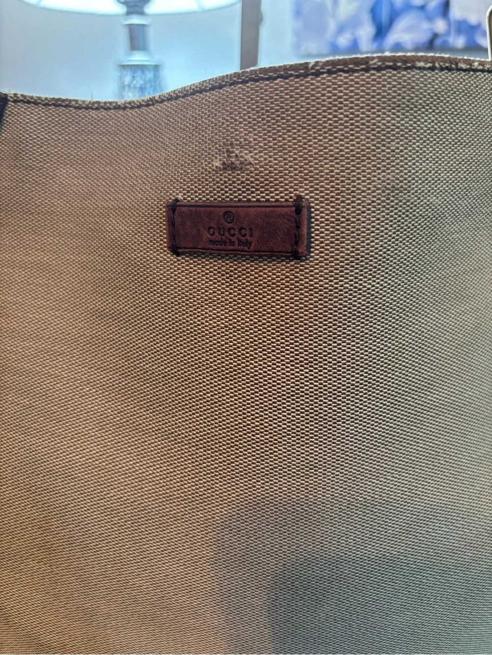 Authentic Gucci Vintage Beige Canvas Colbert Hobo Bag Brown Leather- Read Desc